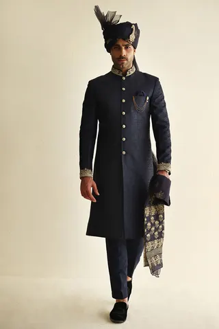 Royal blue sherwani